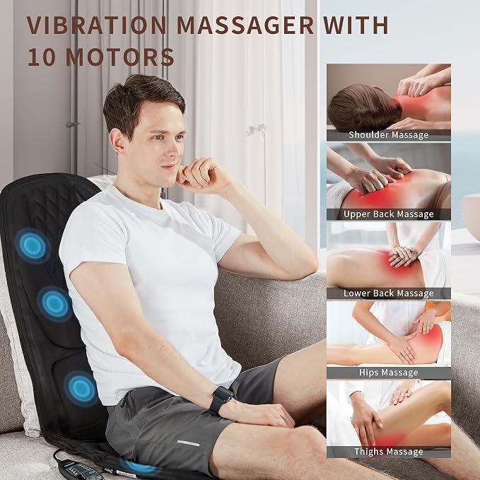 Back Massager with Heat, Massage Seat Cushion with 3D Lumbar Traction, 8 - Image 2