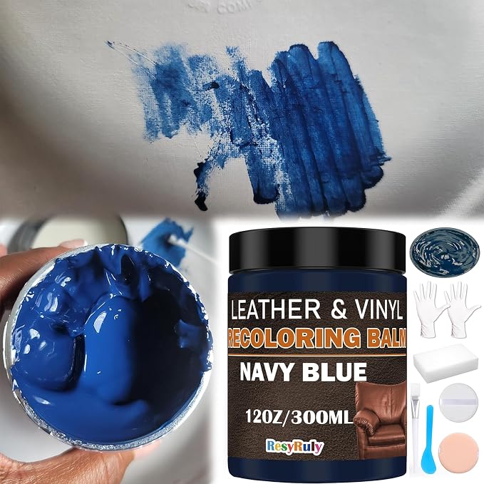 Navy Blue Recoloring Balm Restorer Refinish Liquid Fabric Dye Cream Leather - Image 7
