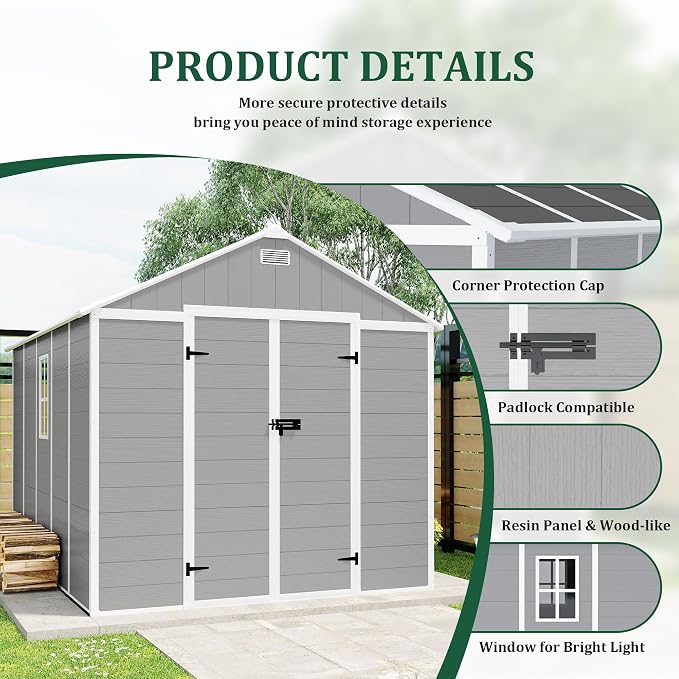 MyVoice 10x8 FT Outdoor Resin Storage Shed - Image 2