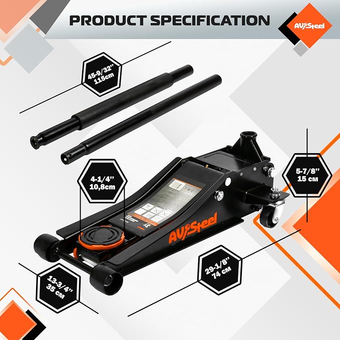 Low Profile Floor Jack 3 Ton, Heavy Duty Hydraulic Jack - Image 3