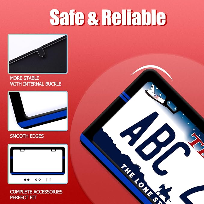 Thin Blue Line License Plate Frame Patriotic License Plate Frames Funny - Image 2