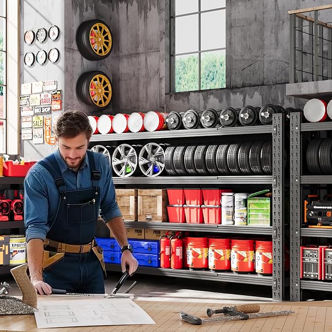 60” W Heavy Duty Garage Shelving, 5000LBS Metal Storage Shelves, 4 Tier Storage - Image 3