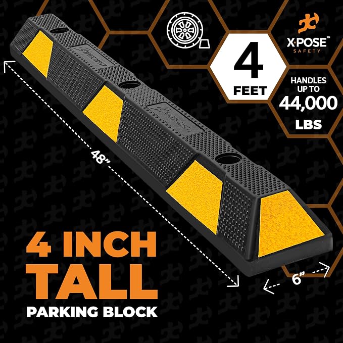 Xpose Safety 48" Heavy Duty Rubber Parking Stopper – 1 Pack Wheel Blocks - Image 3