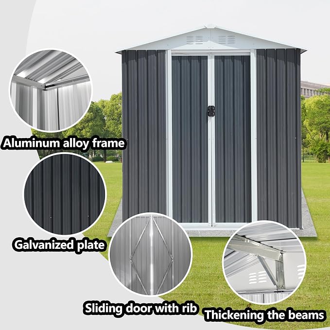6x4 FT Outdoor Metal Storage Shed - Image 5