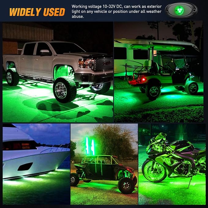 Nilight LED Rock Light 6PCS Green Pods - Image 8