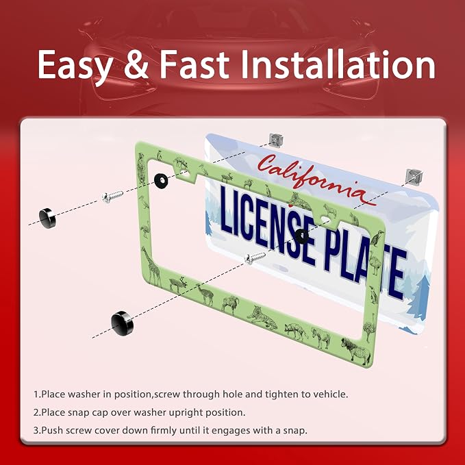 Personalized License Plate Frame Animals Stainless Steel Accessory Wolf Deer - Image 4