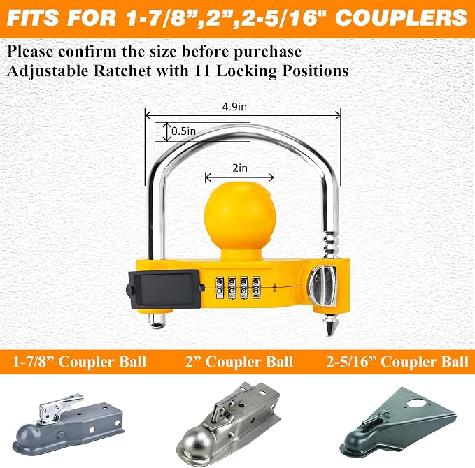 Funmit Trailer Lock Universal Hitch Lock - Image 2