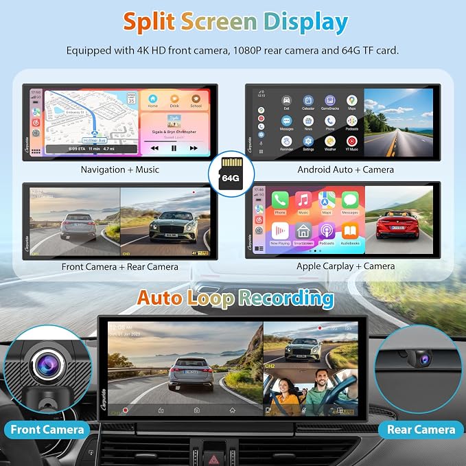 CARPURIDE W125S 11.26 Inch HD Wireless Carplay & Android Auto Screen, 4K - Image 3