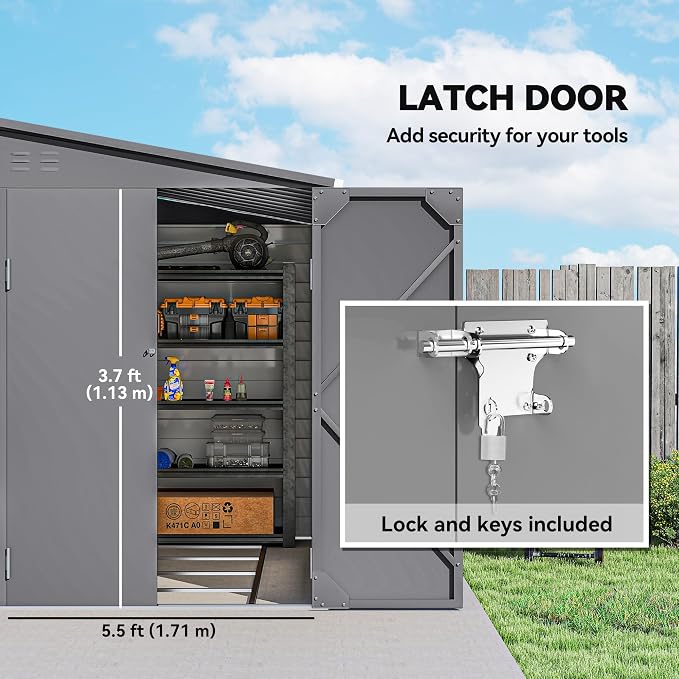 Outsunny 4.6' x 9' Steel Outdoor Storage Shed, Lean to Shed, Metal Tool House - Image 6