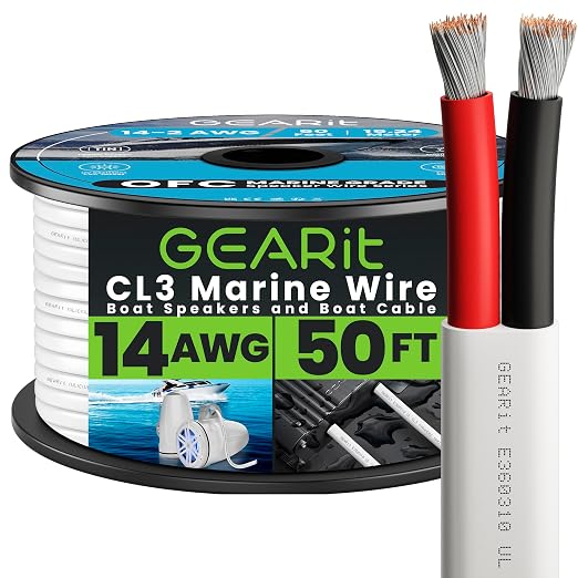 GEARit 14 Gauge Marine Wire, 14/2 AWG Marine Grade Tinned Copper Oxygen Free by GEARit