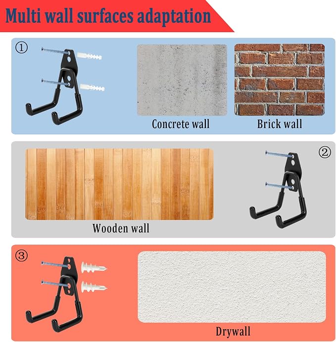 8 Pack Garage Hooks, Garage Tool Organizer Wall Mount, Heavy Duty - Image 5