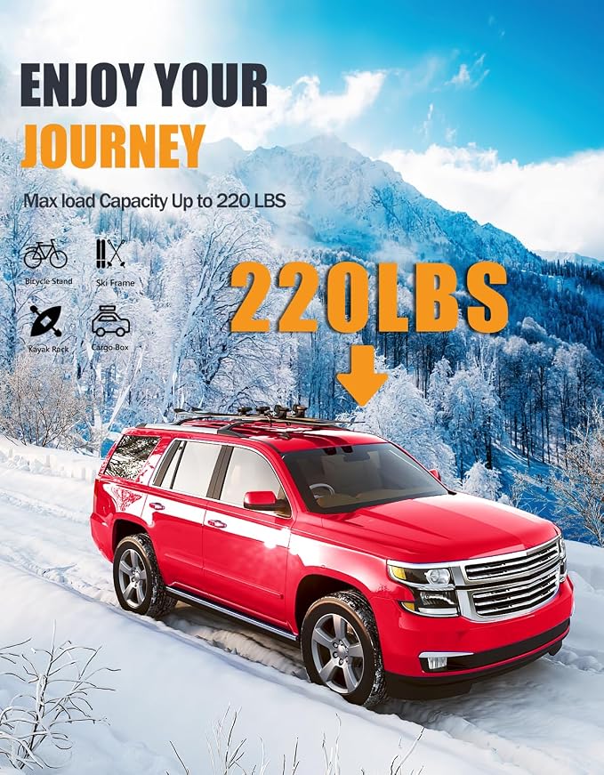 KINGGERI Lockable 220lbs Roof Rack Cross Bars Compatible - Image 3