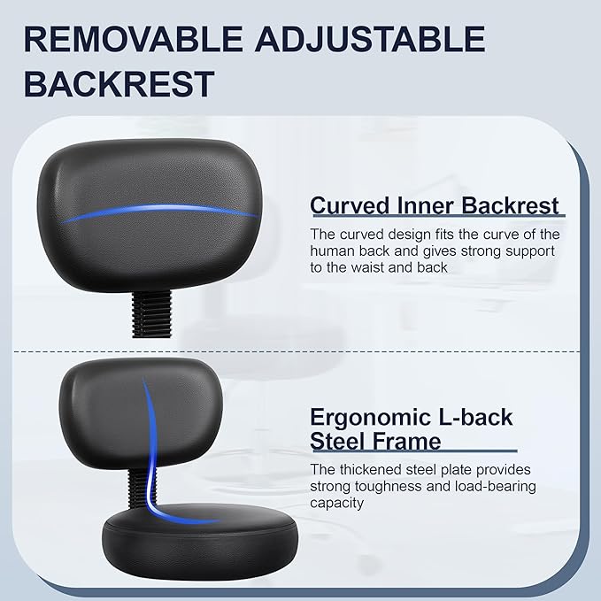 Drafting Chair with Backrest – Adjustable Foot Rest Rolling Stool with Wheels - Image 6