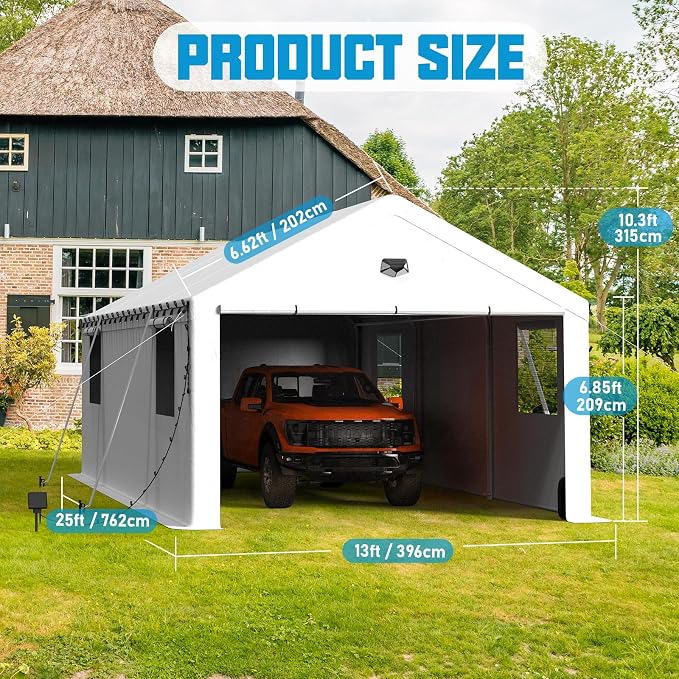 13x25 Carport, Heavy Duty Carport Canopy Garage - Image 2