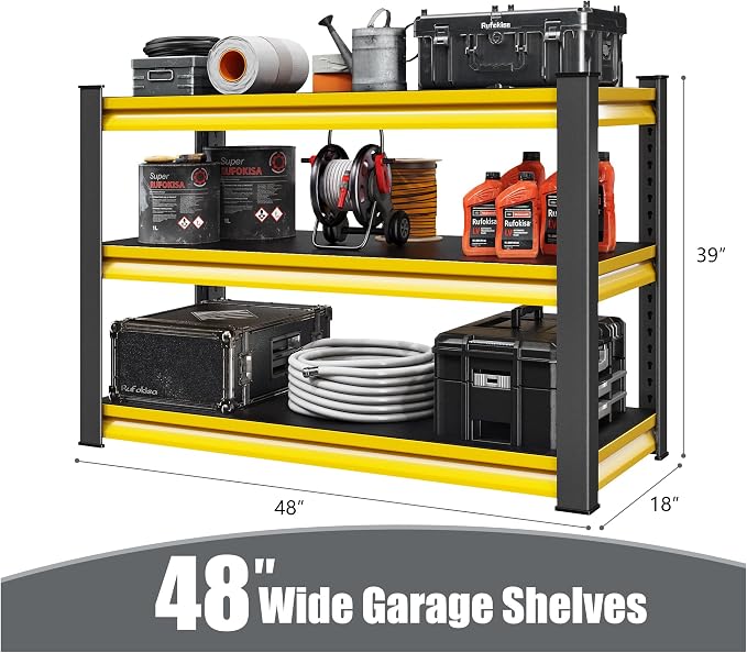 48" W Garage Shelving Heavy Duty, 1650LBS Loads Adjustable Garage Storage - Image 3