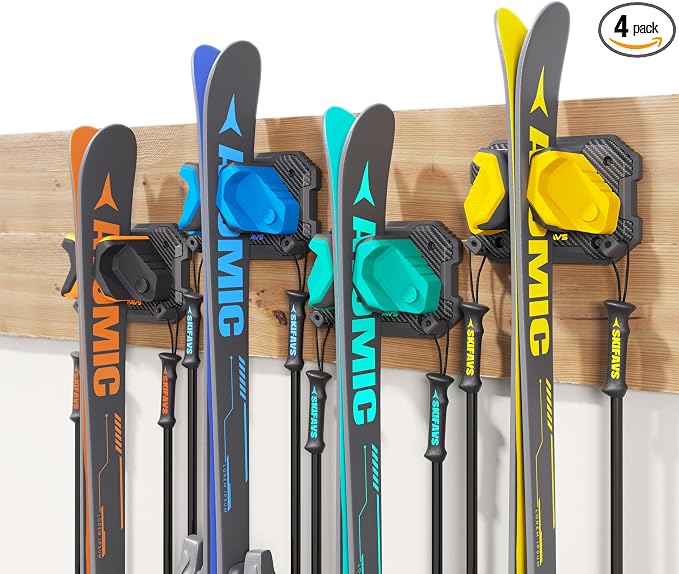 Ski & Snowboard Wall Rack for Garage by SkifavsSkiWallMount