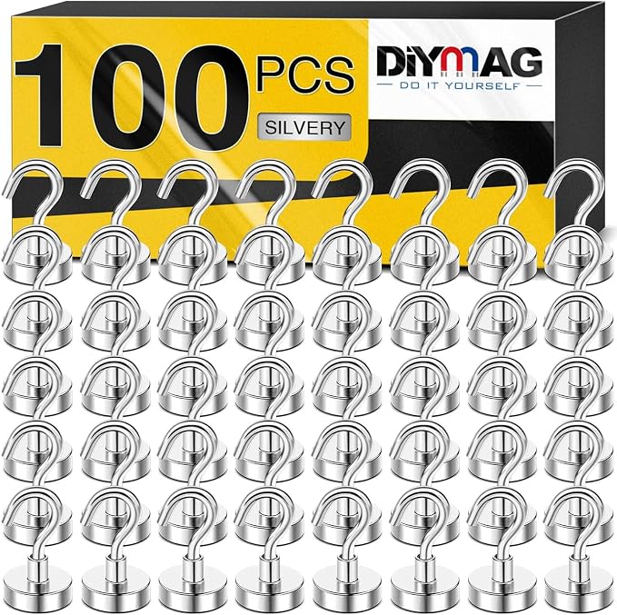 DIYMAG Neodymium 100 Pack Magnetic Hooks, Facilitate Hook by DIYMAG