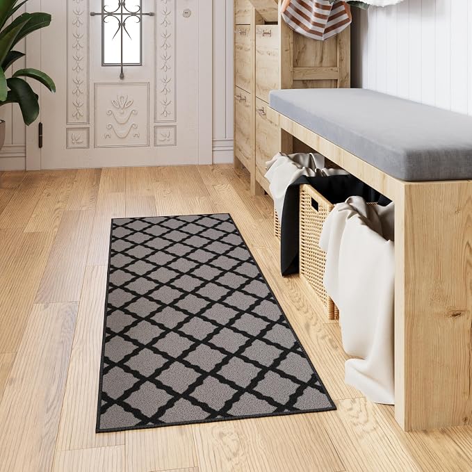Ottomanson Hallway Runner Rug 2'2" x 6' Non Slip Trellis Area Rugs Easy to - Image 11