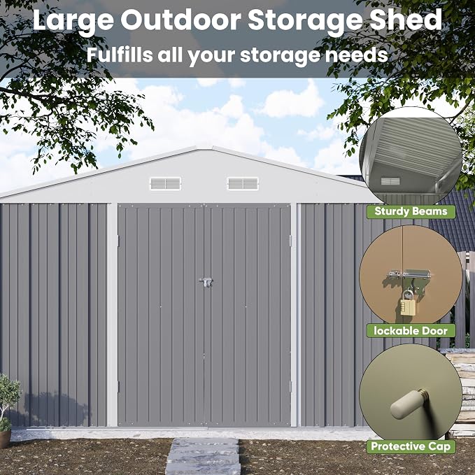 Patiowell 10' x 10' Metal Storage Shed - Image 4