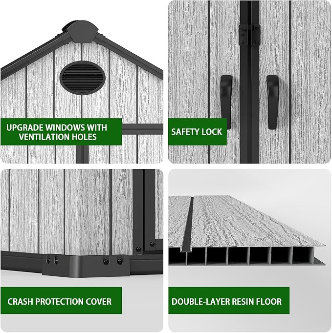 6 x 4 FT Shed Resin Outdoor Storage shed, 230 cuft Plastic Shed - Image 4