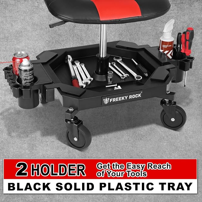 Rolling Stool with Wheels, Adjustable Height Pneumatic Garage Work Mechanic - Image 5