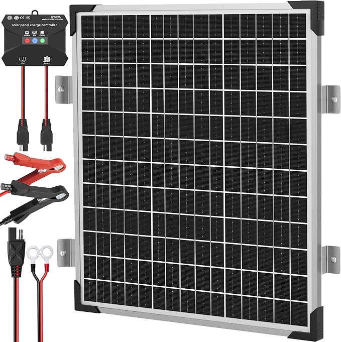 Solar Panel Kit 50W 12V, Solar Battery Trickle Charger Maintainer, Waterproof by Voltset