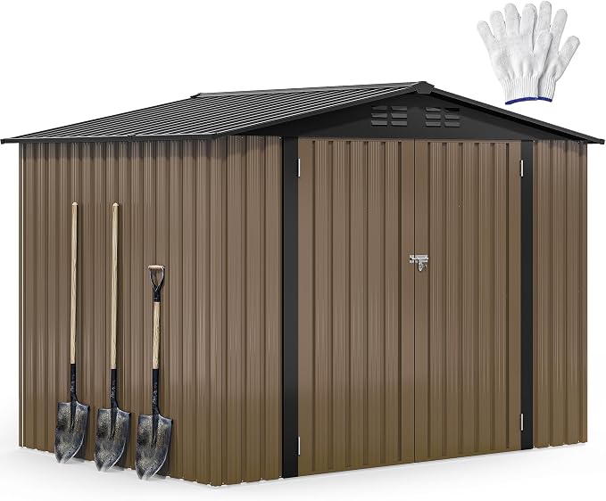 DWVO 8'x6' Large Metal Outdoor Storage Shed, Heavy Duty Tool Storage Sheds by DWVO
