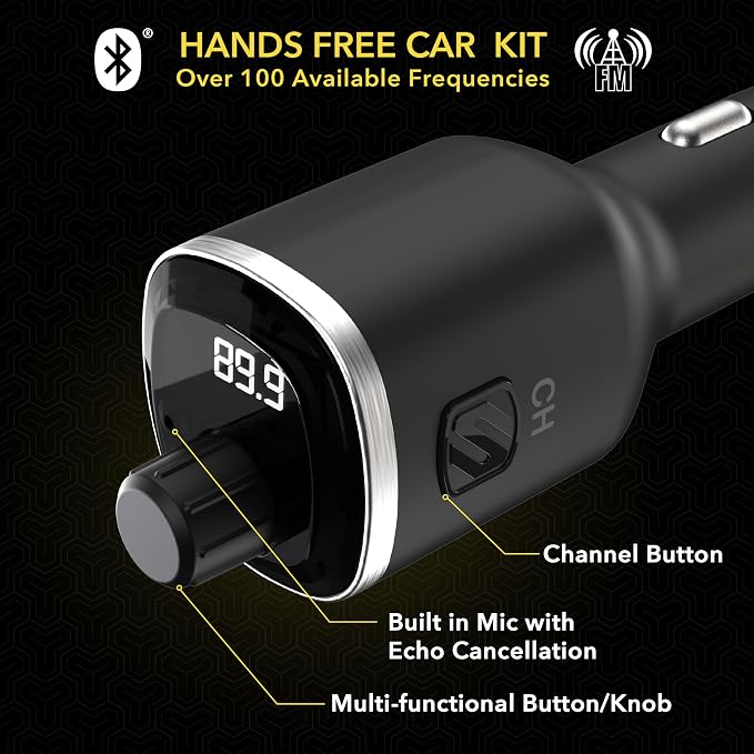 Scosche BTFM8 Bluetooth FM Transmitter Car, Dual 12W USB-C and USB-A Charging - Image 3