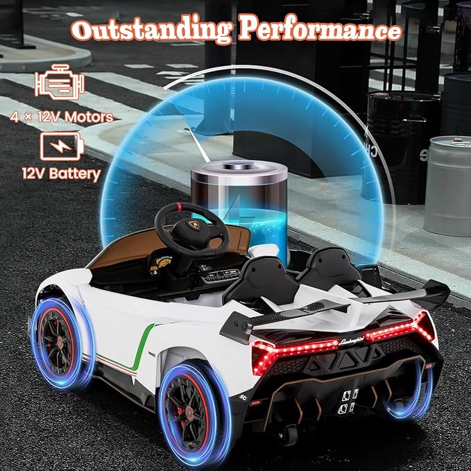 Costzon Ride on Car, Lamborghini Licensed 12V Battery Powered 4WD Sports Car - Image 9