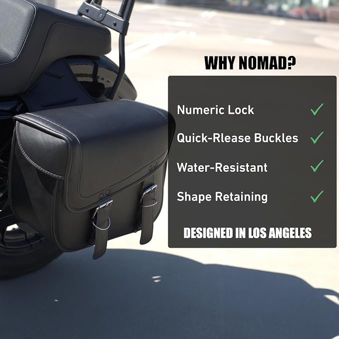 Nomad Leather Motorcycle Saddlebags Large Quick-Easy Universal Fit Throw Over - Image 6