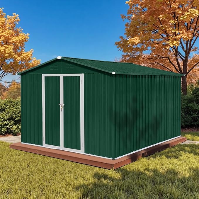 10' x 8' XL Outdoor Storage Shed, Sturdy Metal Building w/Lockable Doors by Unknown