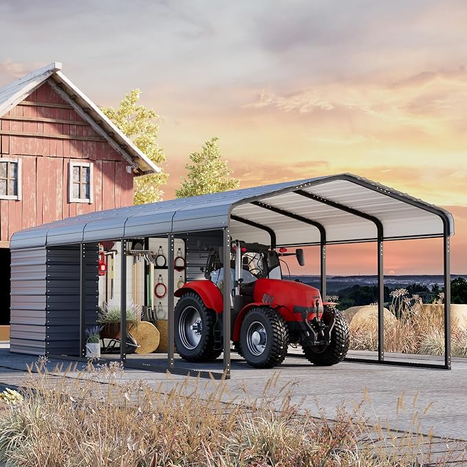 EROMMY 12x25 FT Carport Storage Shed 2-in-1, Heavy Duty Car Port - Image 8