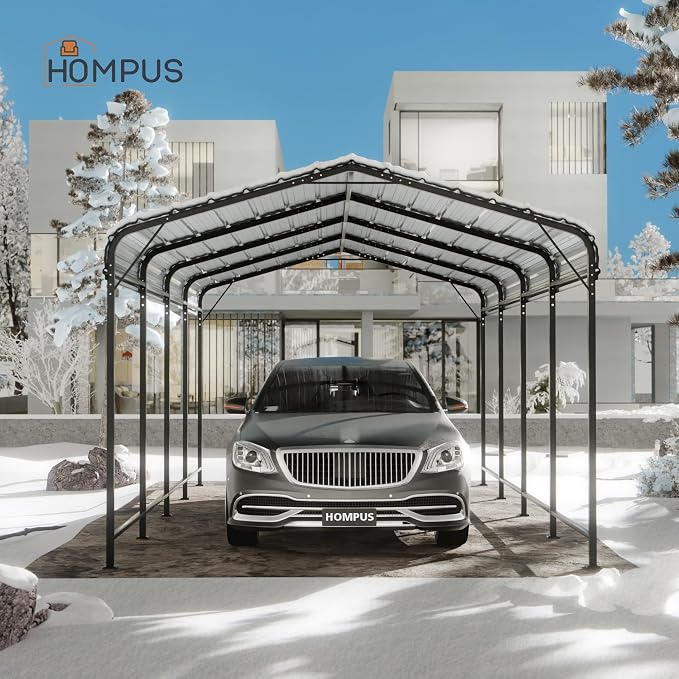 HOMPUS 10x20 FT Metal Carport, Enhanced Base Oversized Garage Carports - Image 7