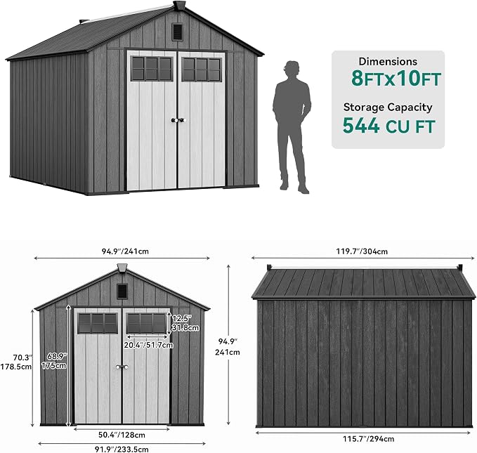 YITAHOME Outdoor Storage Shed 8x10 Ft, Plastic Storage Sheds - Image 8