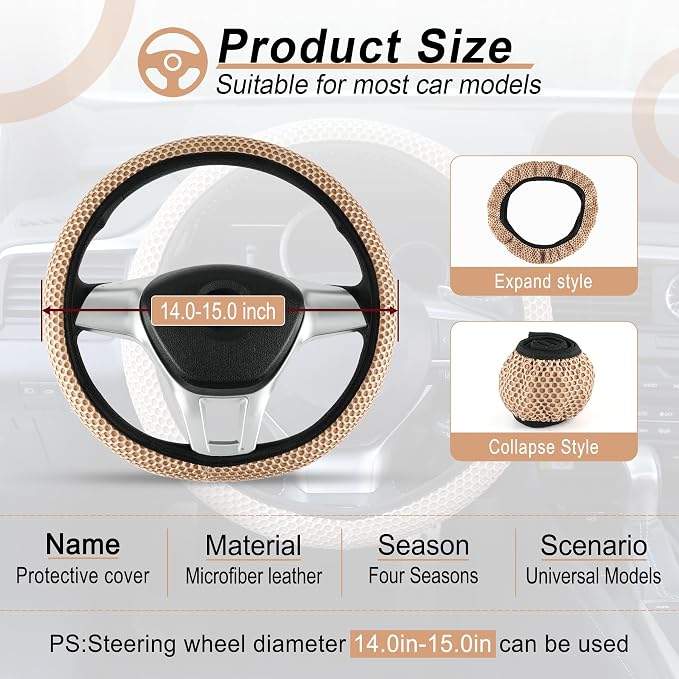 alpmosn Elastic Stretch Steering Wheel Cover, Breathable Microfiber Ice Silk - Image 2