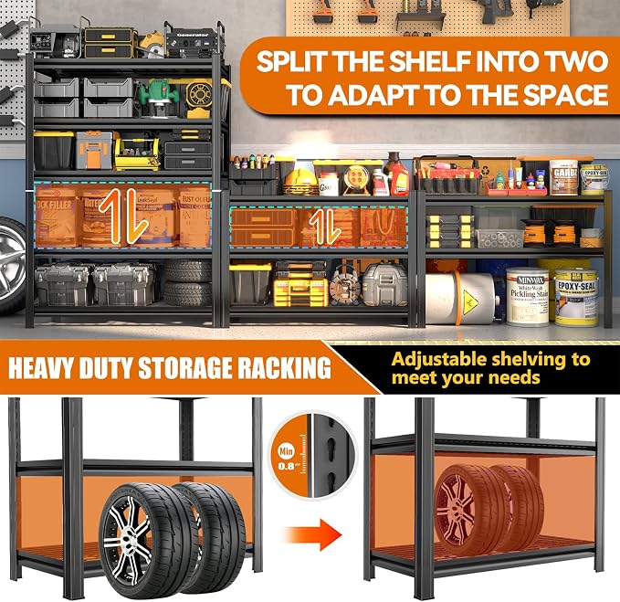 72''H Garage Shelving 3000LBS Capacity Heavy Duty Garage Storage Shelves - Image 6