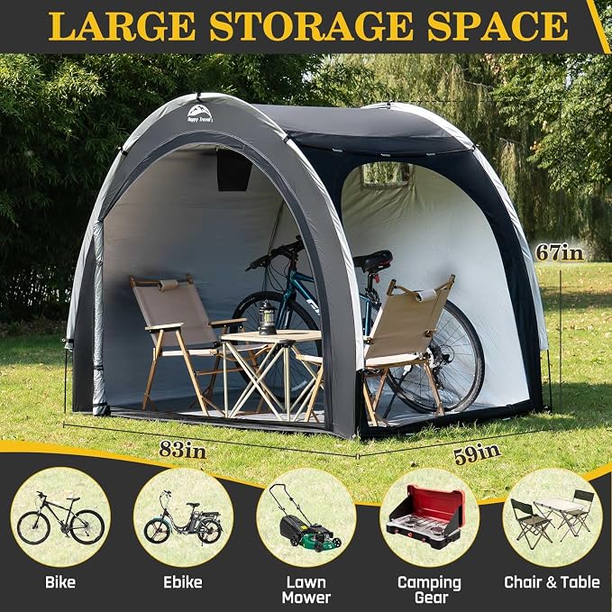 Happy Travel Bike Storage Shed Tent, Outdoor Portable Bicycle Storage Sheds - Image 2