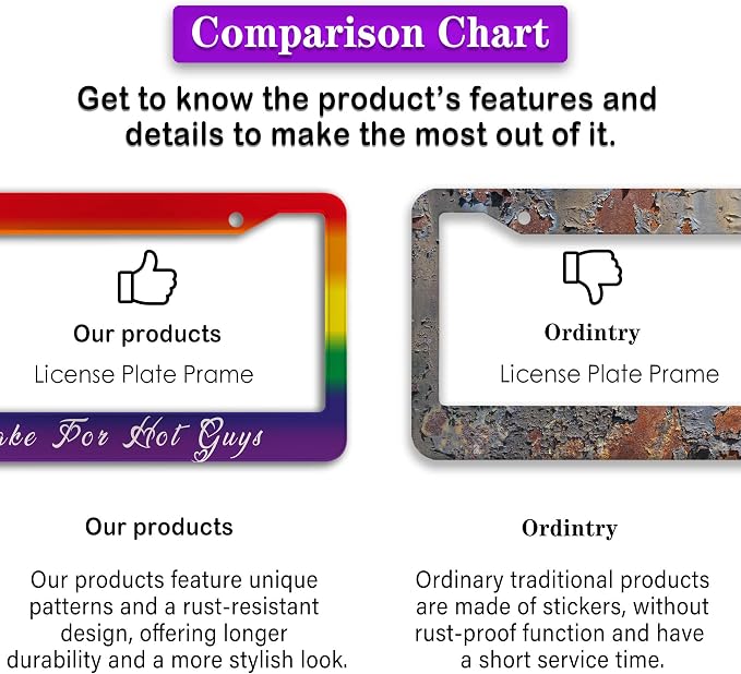 License Plate Frames for Men Rainbow Plate Cover for Car for Women Rainbow Gay - Image 6