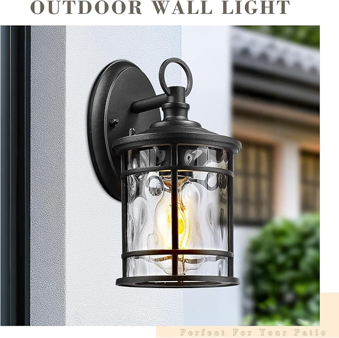 Emliviar 1-Light Outdoor Wall Mounted Lighting, Matte Black Outside Porch Light - Image 3