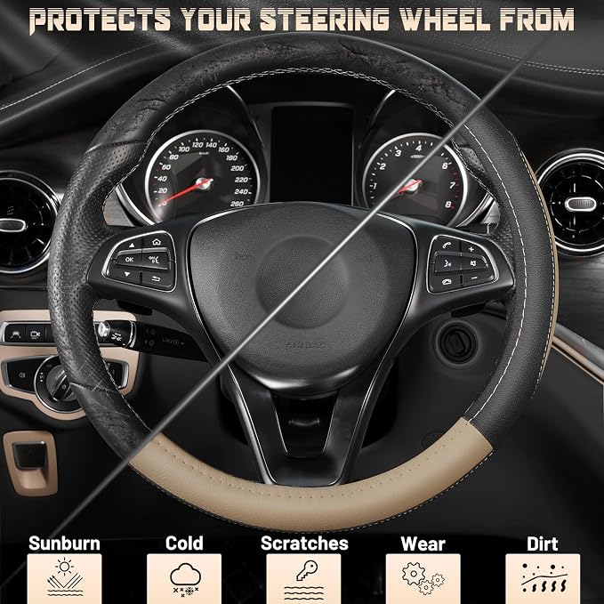 SEG Direct Car Steering Wheel Cover Universal Standard Size 14.5-15 inch - Image 4