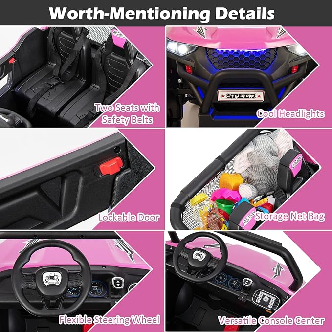 Costzon 2-Seater Ride on Car for Kids, 12V Kid' Electric Vehicles w/Remote - Image 6