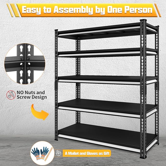 48" W Garage Shelving Heavy Duty, 3000LBS Loads Adjustable Garage Storage - Image 6