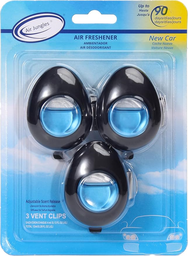 Air Jungles Car Air Freshener Vent Clip 3 Count, New Car Scent, 4 ml Each by AirJungles