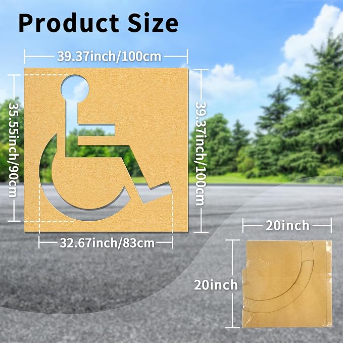 Handicap Parking Stencil, 35.5" x 33" Foldable Cardboard Parking Lot Stencils - Image 3