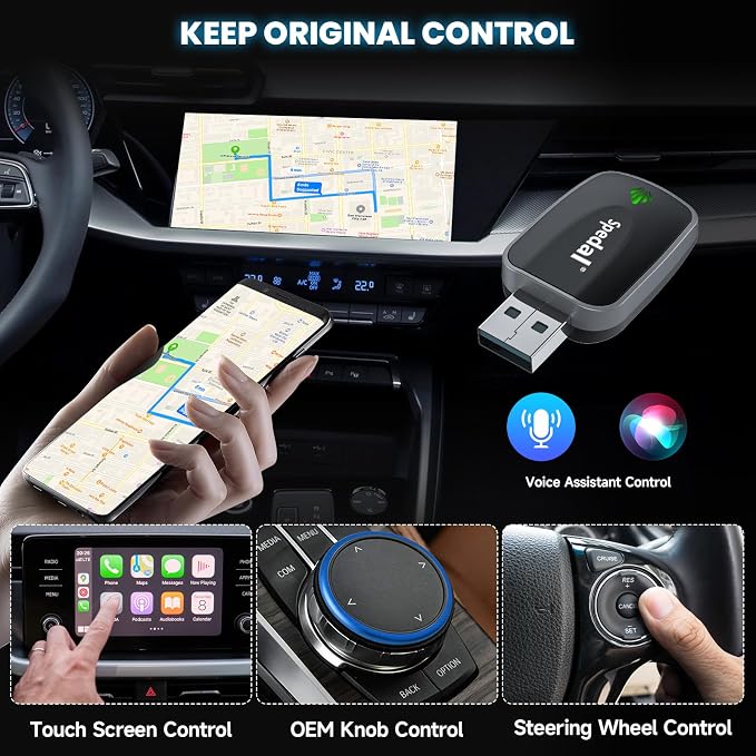Spedal Wireless CarPlay & Android Auto Adapter, Plug & Play Dongle - Image 4