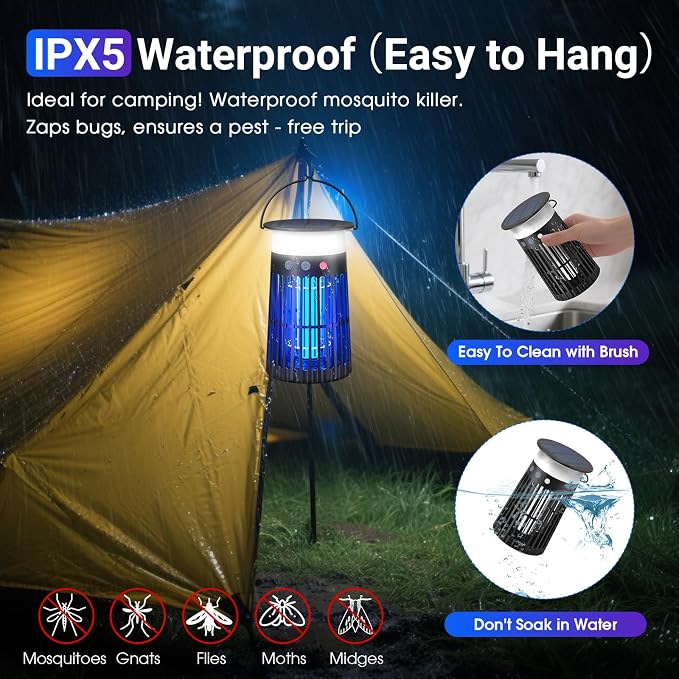 Solar Bug Zapper Outdoor, Portable Electric Mosquito Killer - Image 4