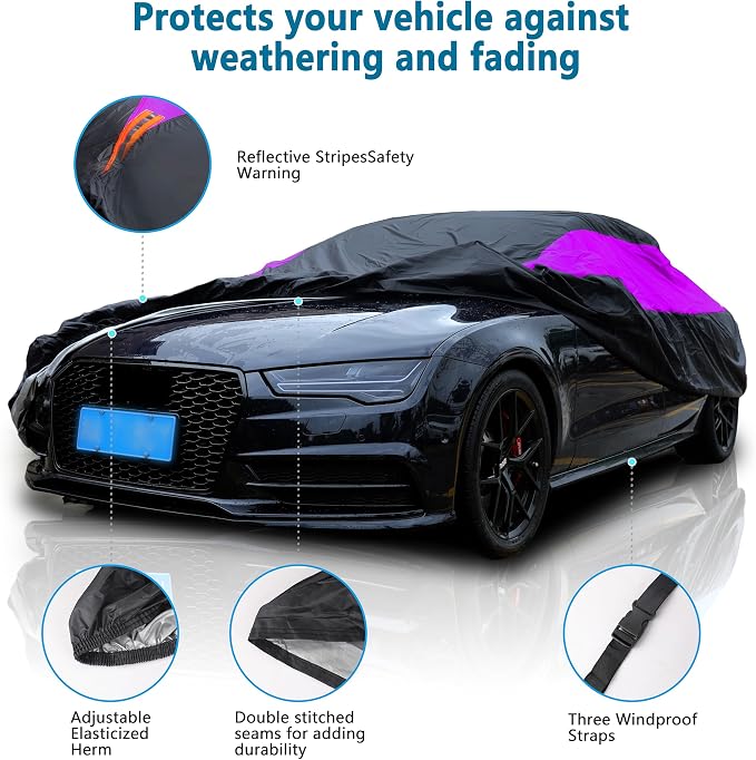 MORNYRAY Waterproof Car Cover All Weather Snowproof UV Protection Windproof - Image 2