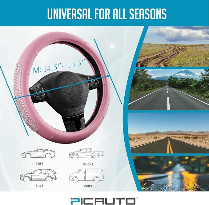PIC AUTO Gel Particles Steering Wheel Cover, Universal Fit 14.5"-15.5" - Image 6