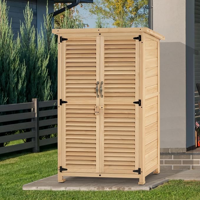 MCombo Outdoor Storage Cabinet, Wooden Storage Shed - Image 2