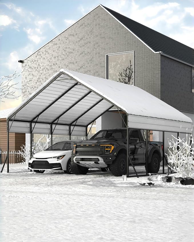 20'x20'x13' Metal Carport for 2 Cars, Heavy Duty Car Ports for Heavy Snow - Image 8